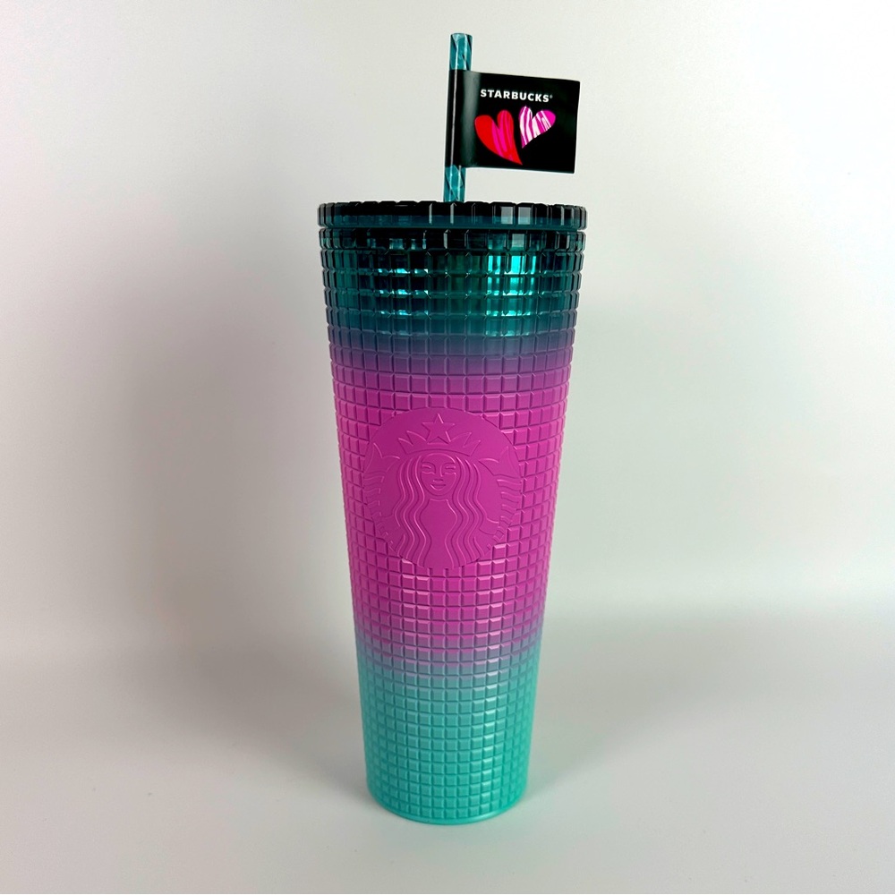 NWT Starbucks 2024 Valentines Tri Color with Original Logo 24oz Tumbler Straw